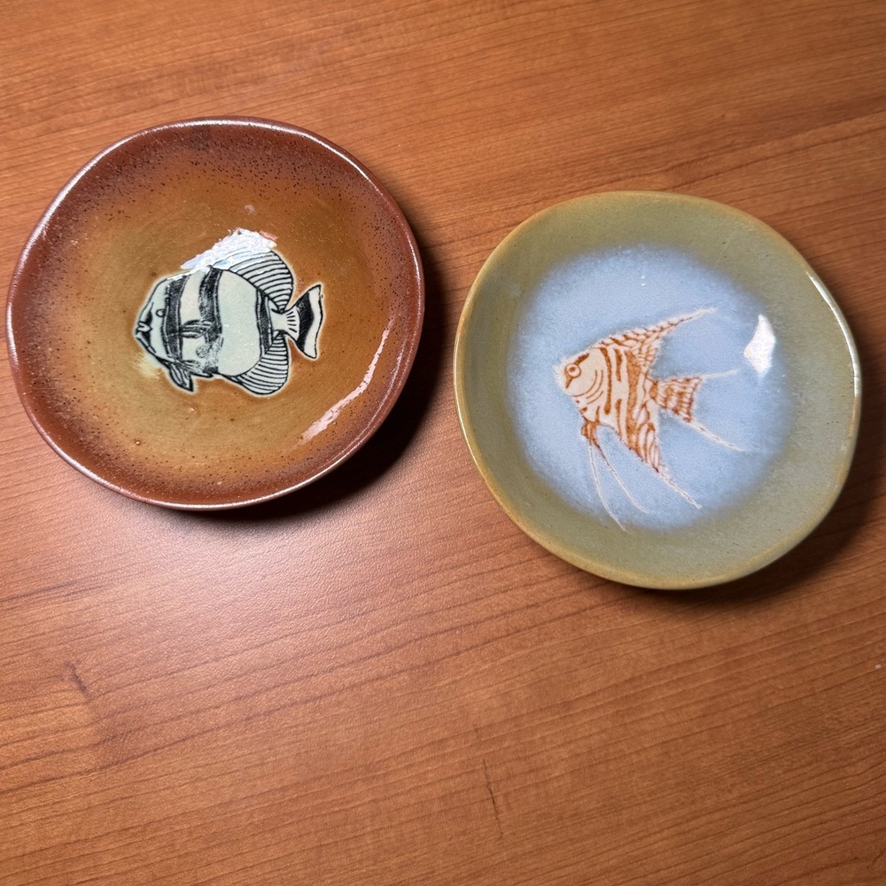 2 Decorative Ceramic And Clay Fish Dish Studio Pottery Good For Rings Or Coins